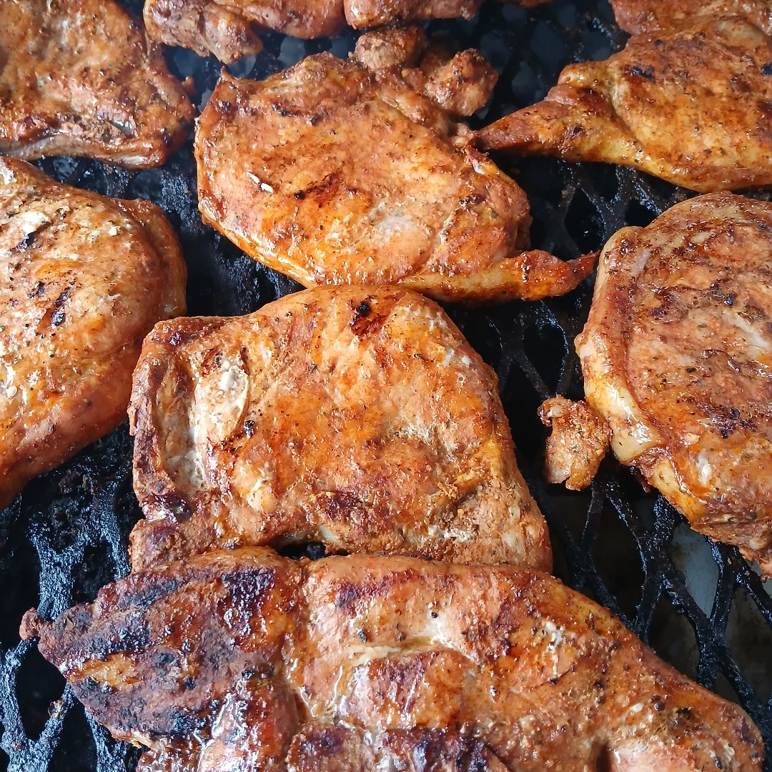 Seasoned smoked chicken close up